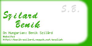 szilard benik business card